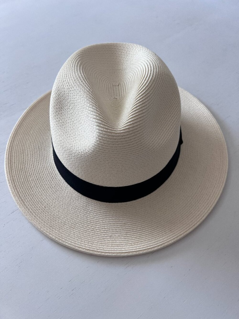 Pineapple & Star Classic Panama Style Fedora Hat - Cream/Ivory - Size Medium